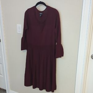 Liz Claiborne Sweater Midi Burgundy Dress